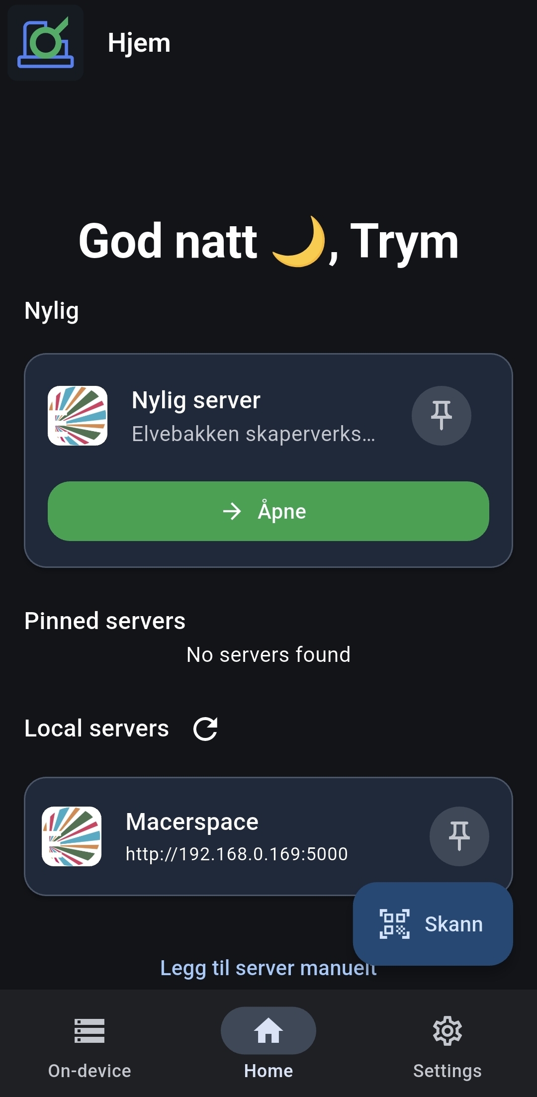 Steg 1: koble til server